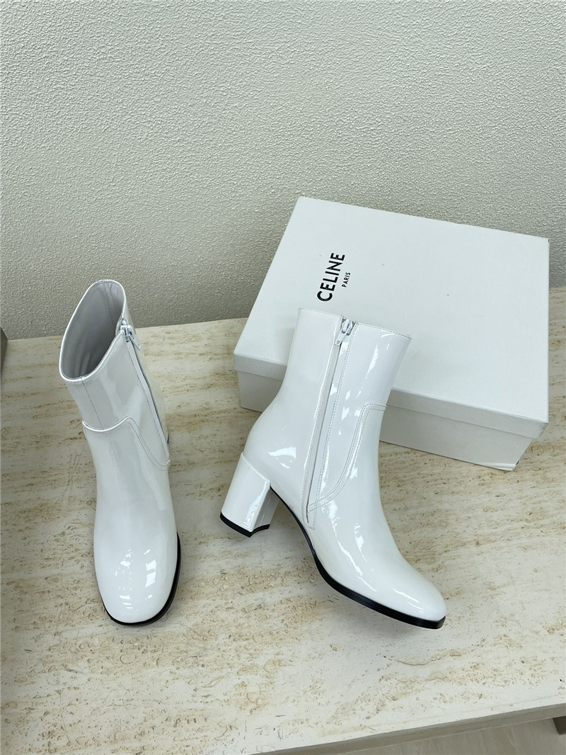 Ce1i*e white patent leather ankle boots