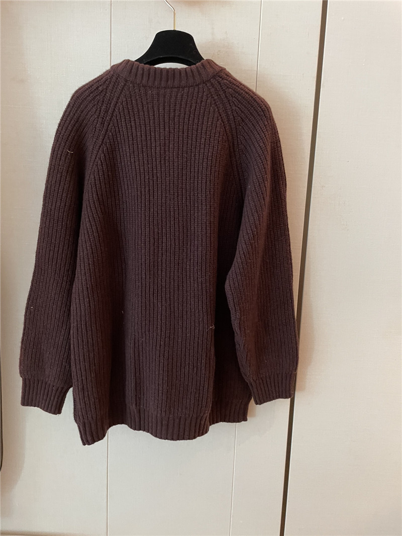 Ch**el pocket rib wool cardigan brown