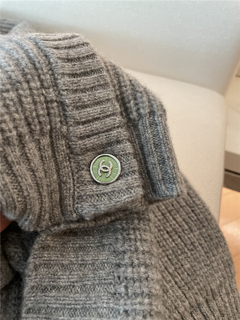 Ch**el pocket rib wool cardigan in grey