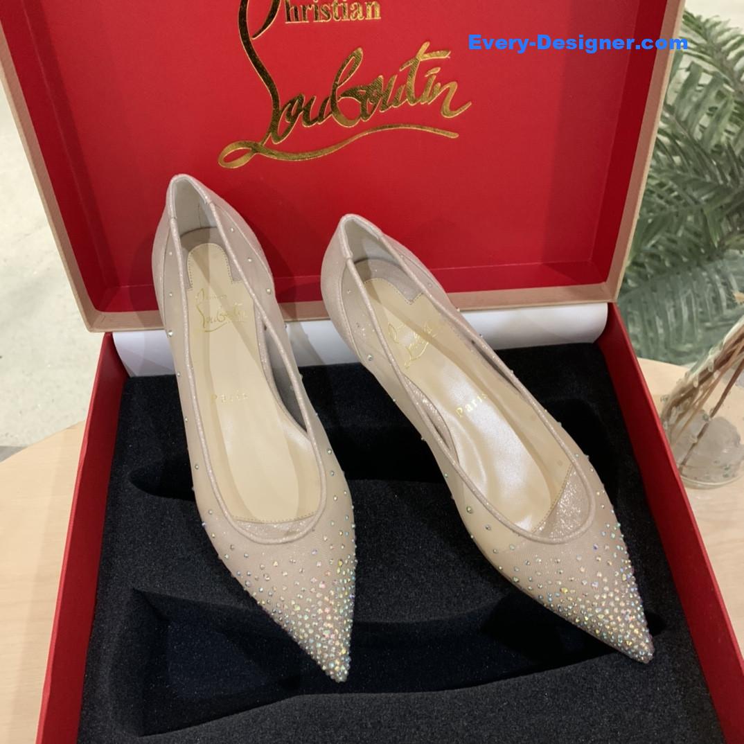 Christian Louboutin Rhinestone Mesh Pumps
