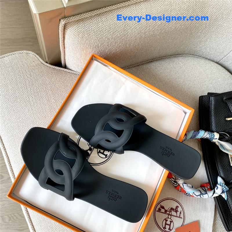 Hermes new classic pig nose chain slippers