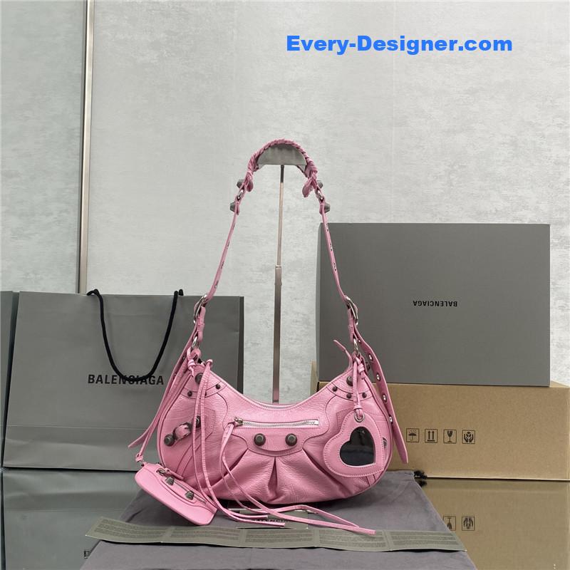 balenciaga le cagole leather shoulder bag pink