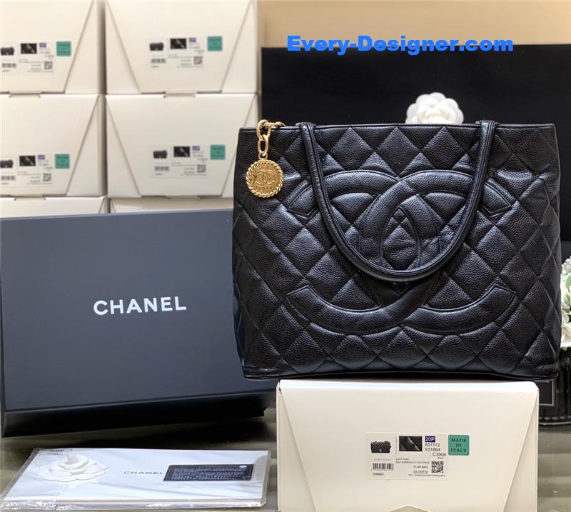 Chanel vintage caviar medallion tote bag