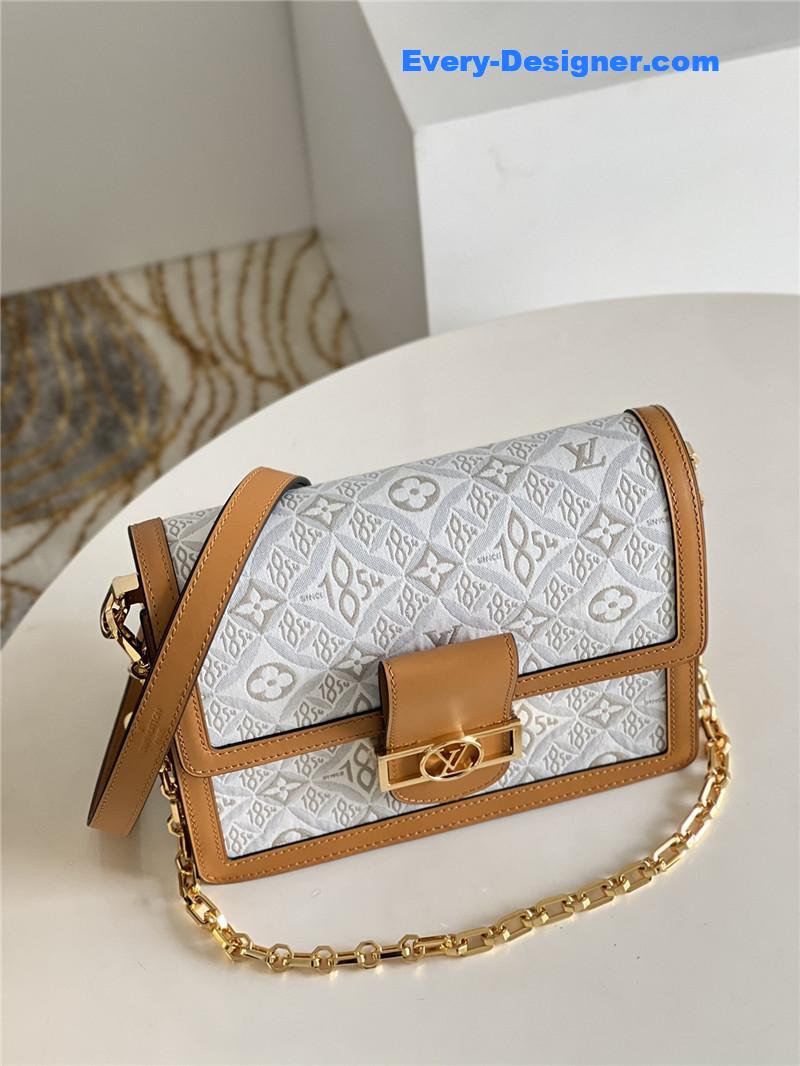 louis vuitton lv dauphine mm white monogram canvas bag