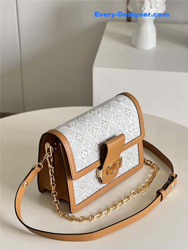 louis vuitton lv dauphine mm white monogram canvas bag