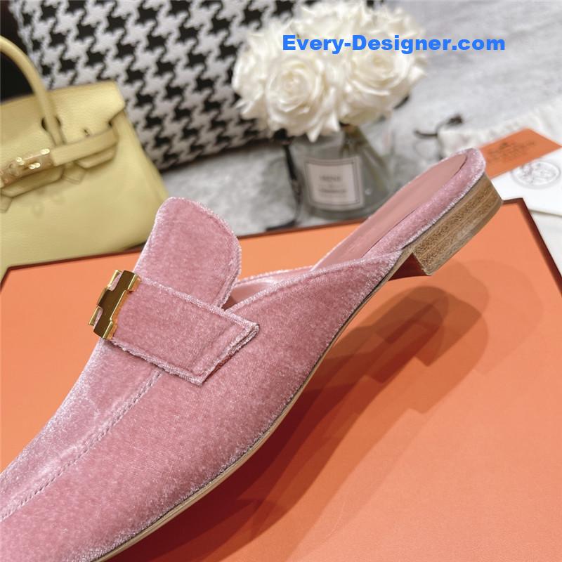 hermes H buckle classic slippers