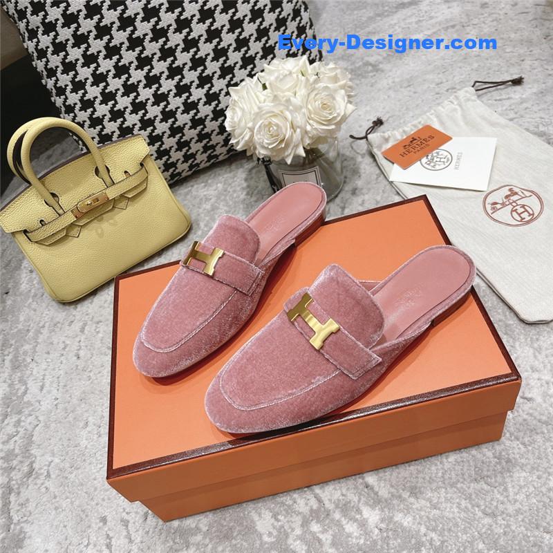 hermes H buckle classic slippers