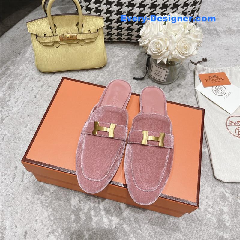 hermes H buckle classic slippers