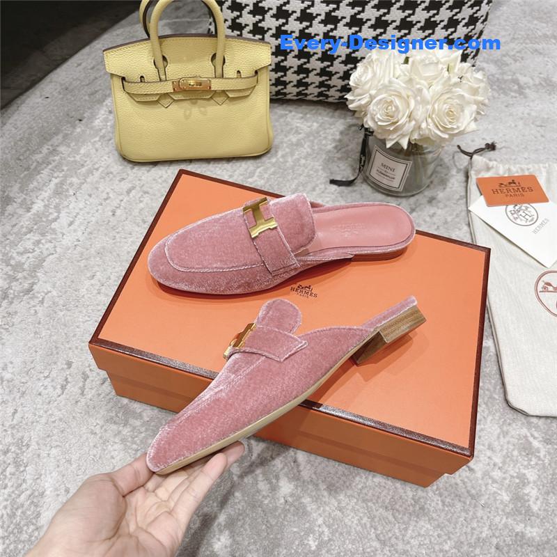 hermes H buckle classic slippers