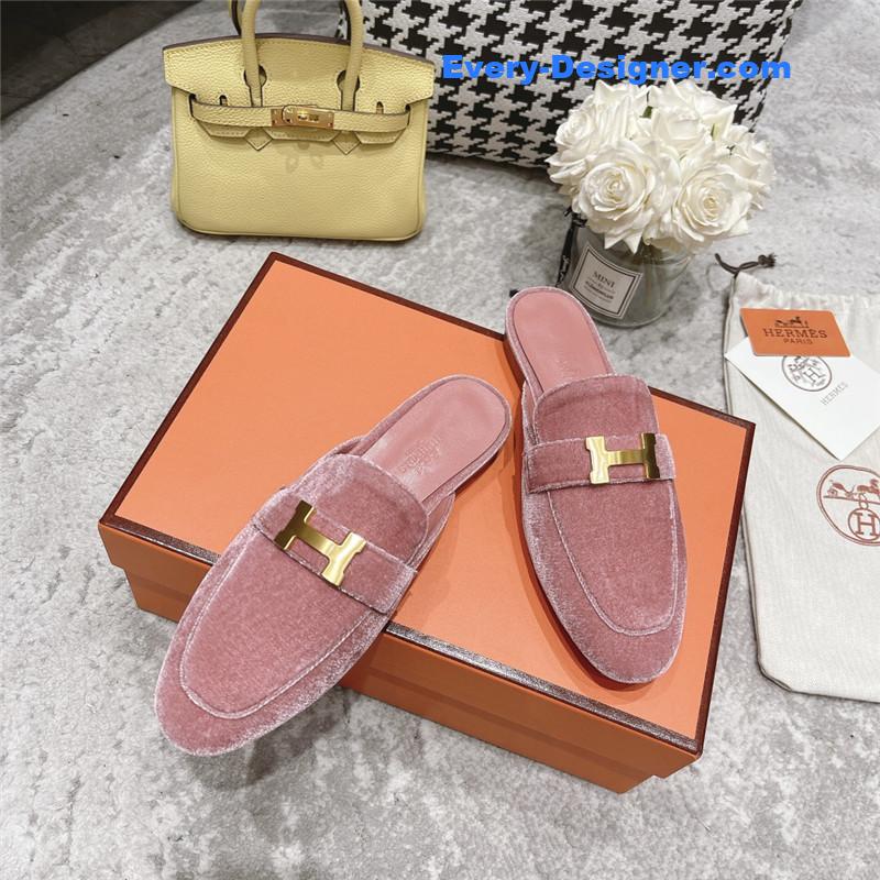 hermes H buckle classic slippers