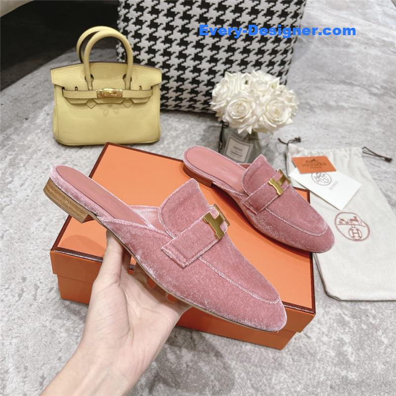 hermes H buckle classic slippers