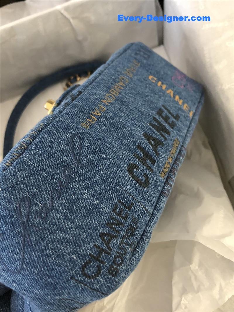 Chanel graffiti denim cf bag