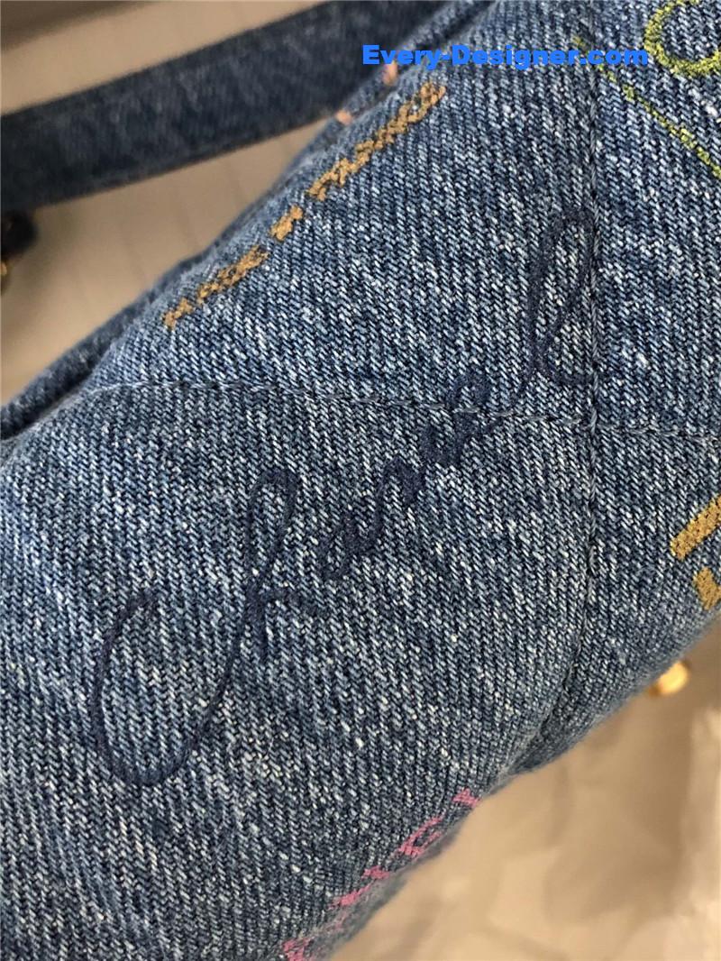 Chanel graffiti denim cf bag