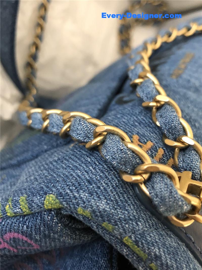 Chanel graffiti denim cf bag