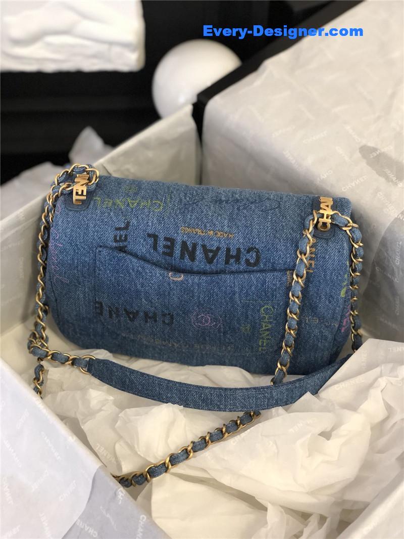 Chanel graffiti denim cf bag