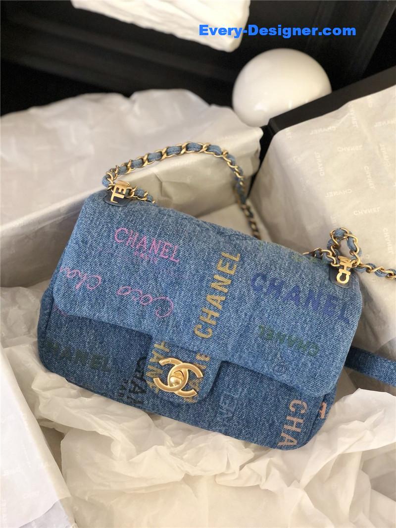Chanel graffiti denim cf bag