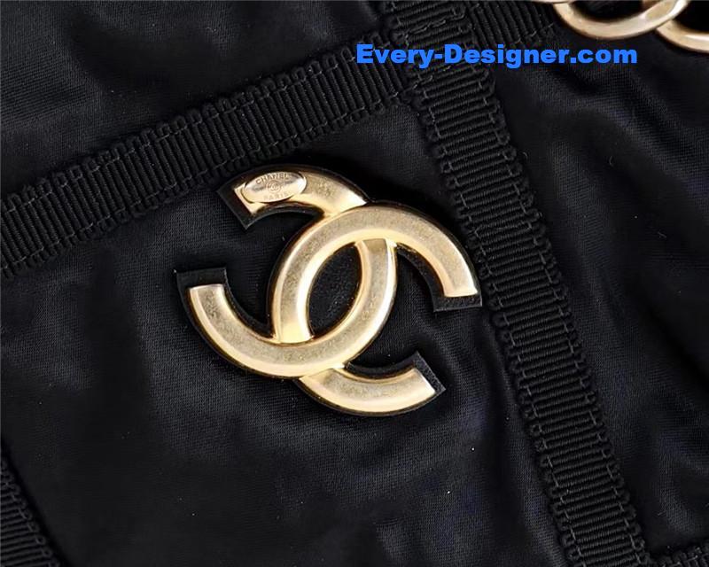 Ch**el black nylon shopping bag