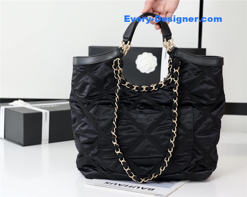 Ch**el black nylon shopping bag