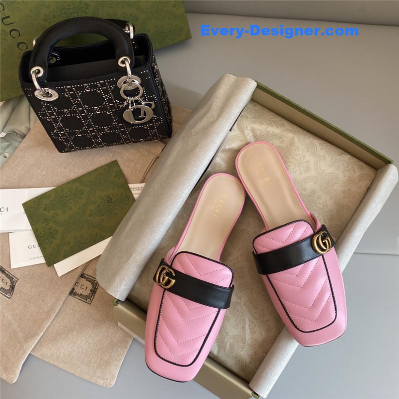 Gvc*1 horsebit color block muller half slippers