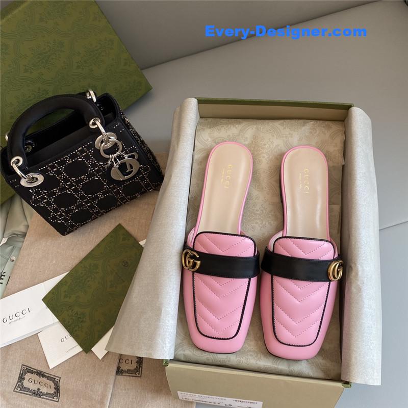 Gvc*1 horsebit color block muller half slippers