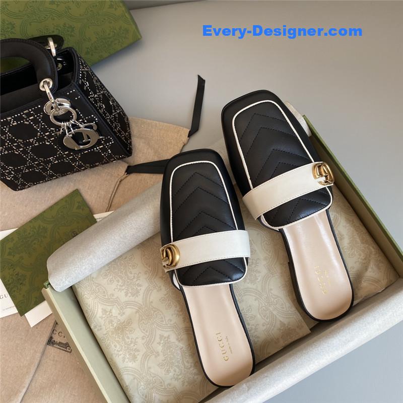 Gvc*1 horsebit color block muller half slippers