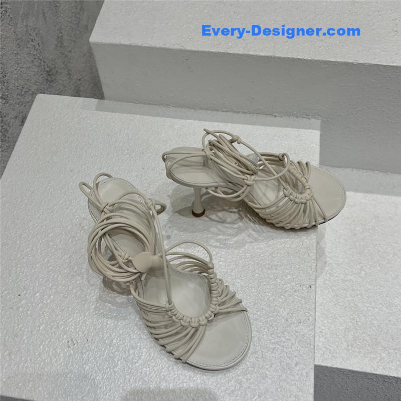 Bottega Veneta Cotton Woven Round Toe Heeled Sandals