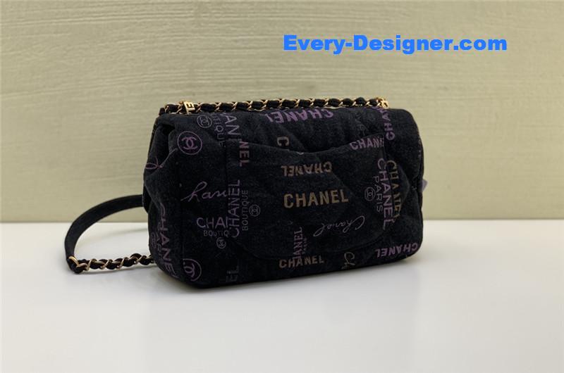 Ch**el graffiti denim print cf bag