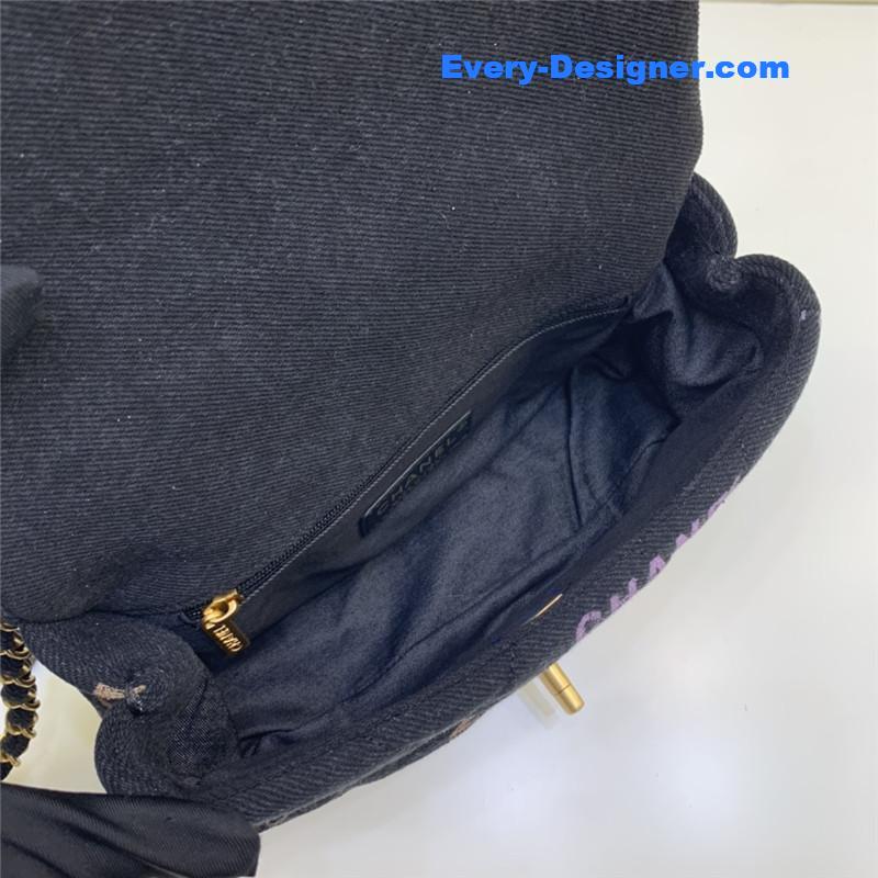 Ch**el graffiti denim print cf bag small