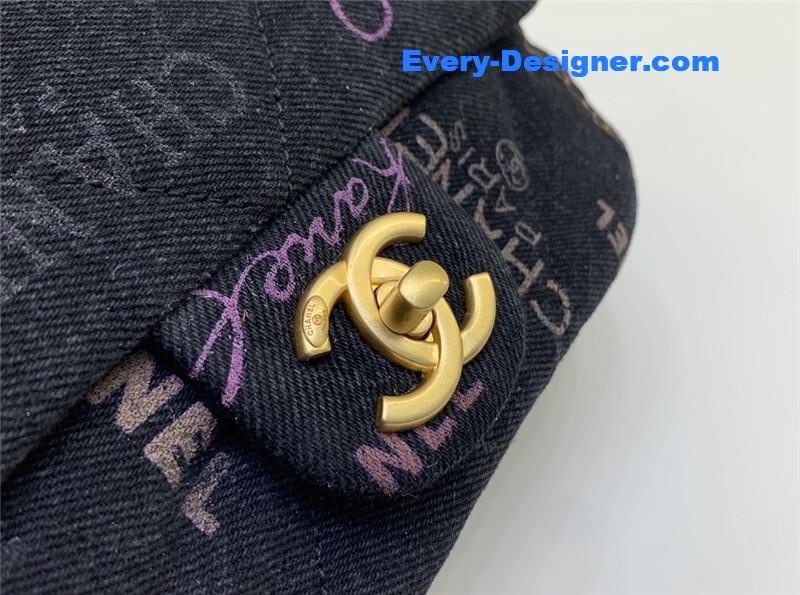 Ch**el graffiti denim print cf bag small