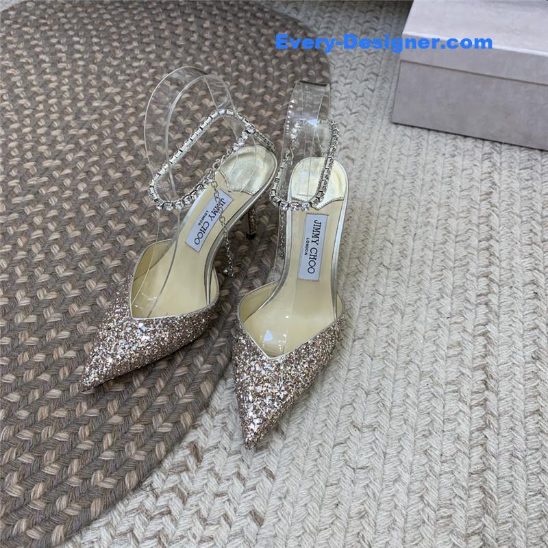 Jimmy Choo Silver Glitter Heels