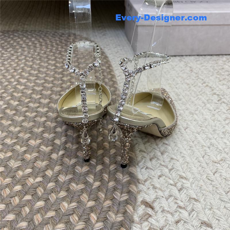 Jimmy Choo Silver Glitter Heels