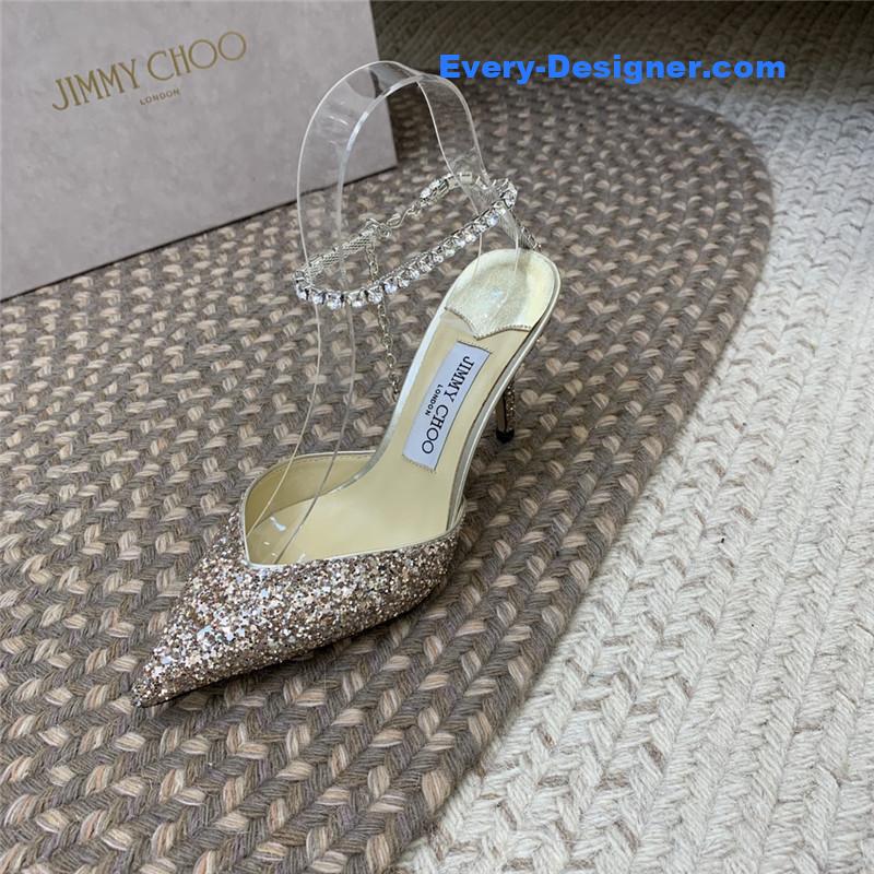 Jimmy Choo Silver Glitter Heels