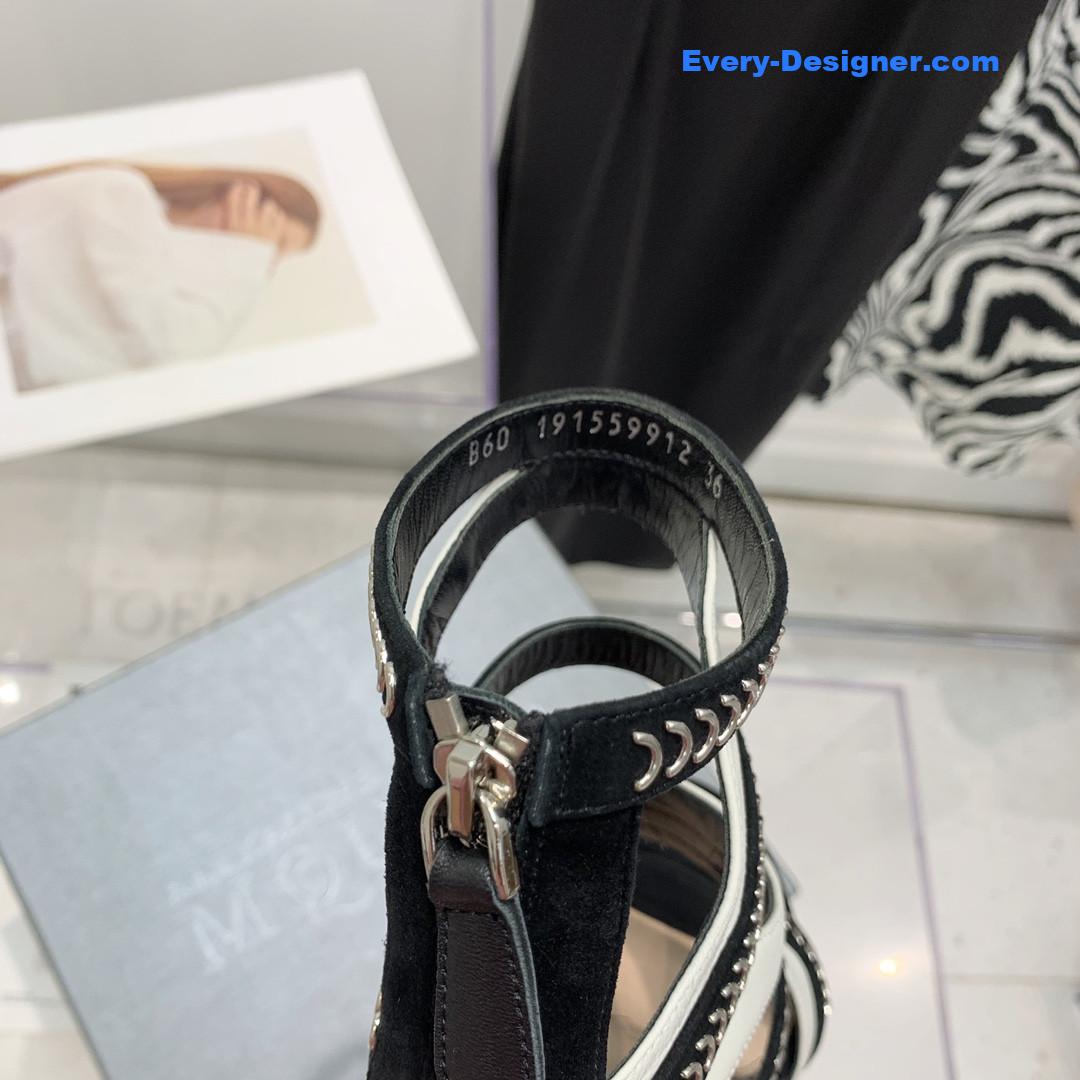 a1exa*der Mcqv*en metal embellished open toe sandals