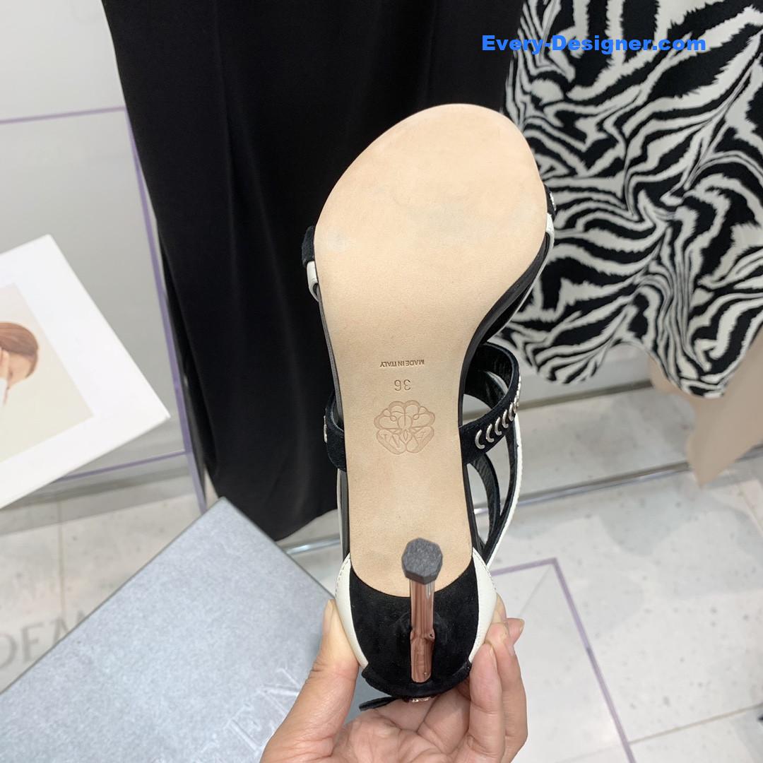 a1exa*der Mcqv*en metal embellished open toe sandals