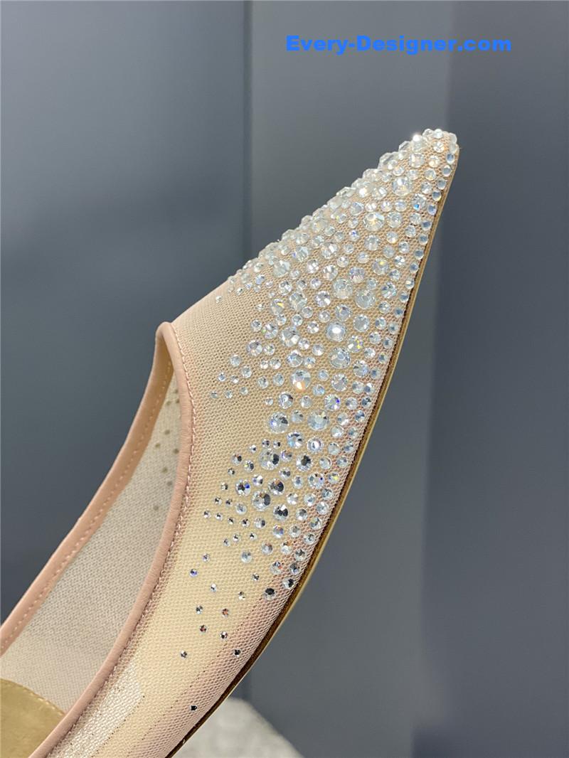 j1m*y ch00 jc mesh hot D1am0nd high-heeled shoes