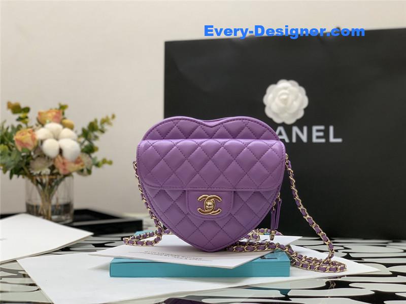 Chanel heart chain diamond bag