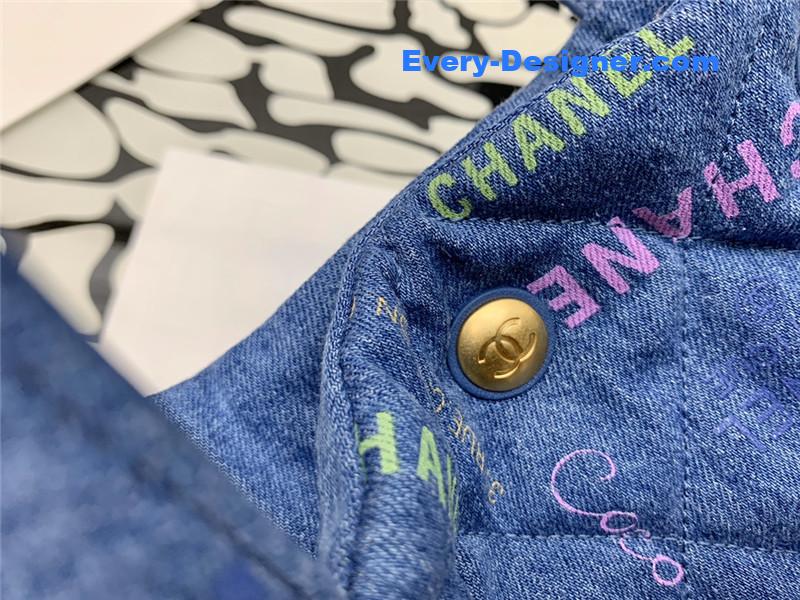 Ch**el graffiti denim shopping bag