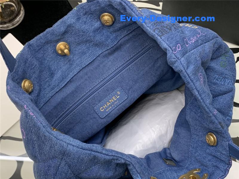 Ch**el graffiti denim shopping bag