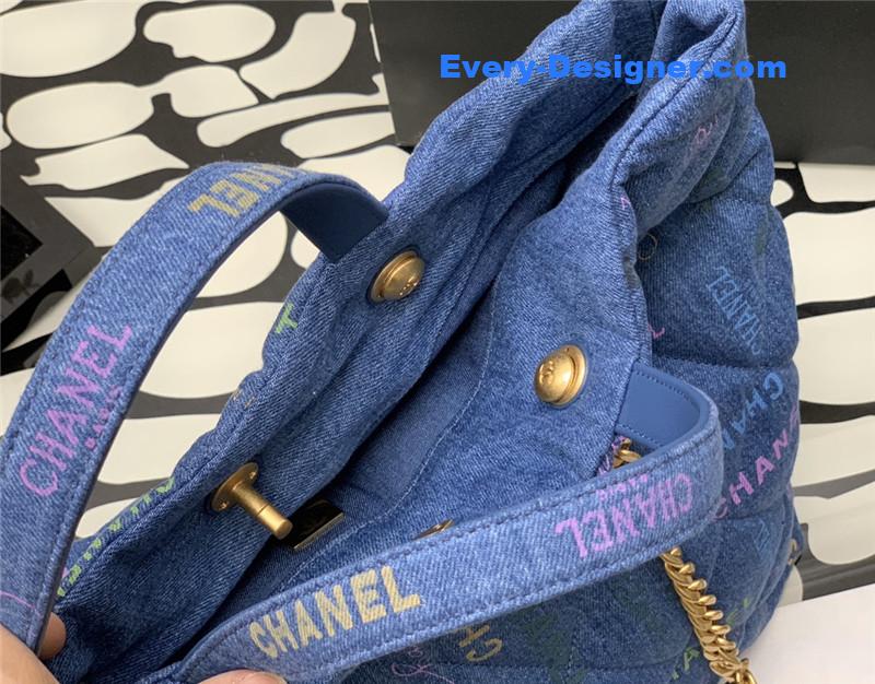 Ch**el graffiti denim shopping bag