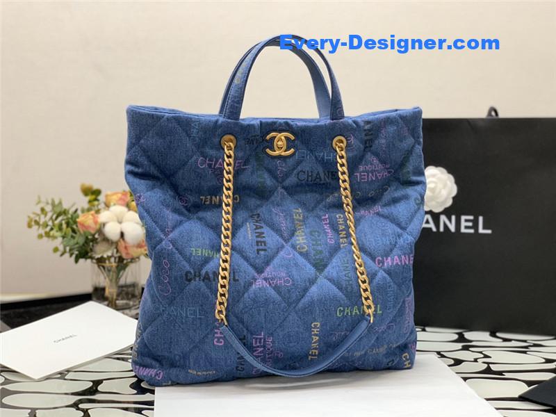 Ch**el graffiti denim shopping bag