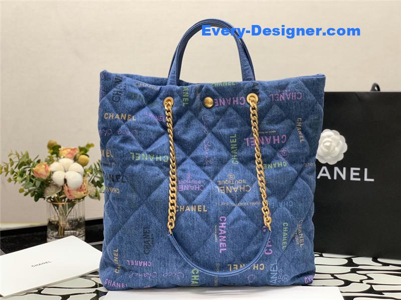 Ch**el graffiti denim shopping bag