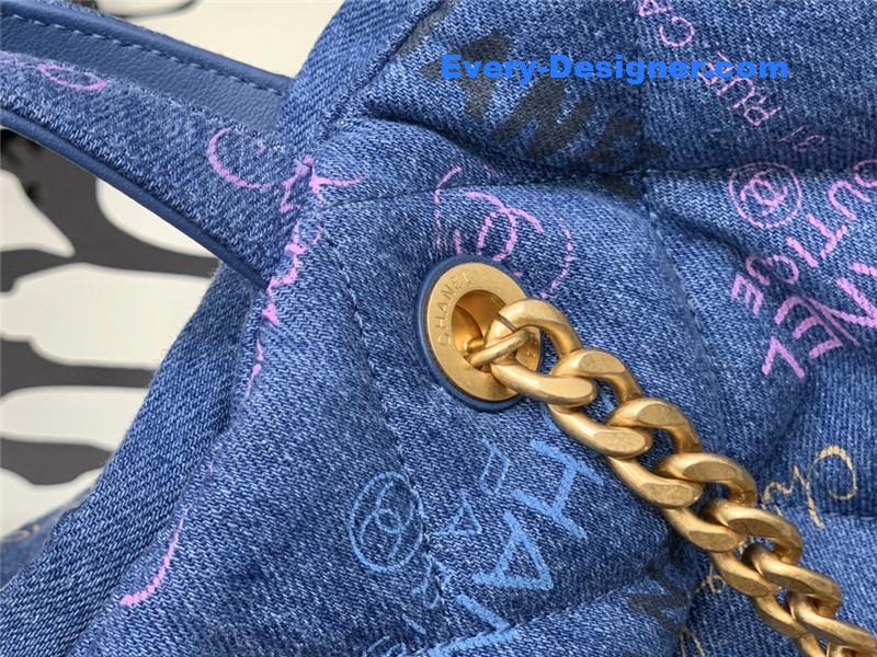 Ch**el graffiti denim shopping bag