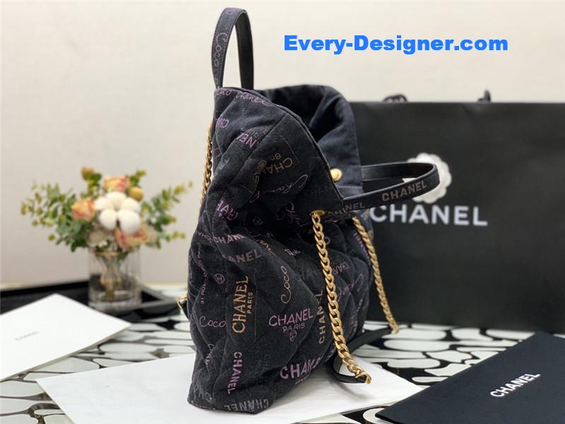 Ch**el graffiti denim shopping bag