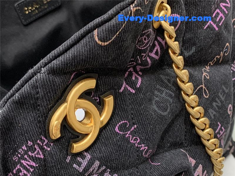 Ch**el graffiti denim shopping bag