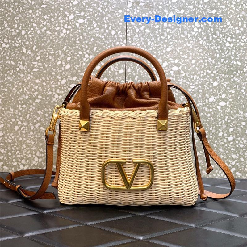 valentino vlogo signature wicker bucket bag
