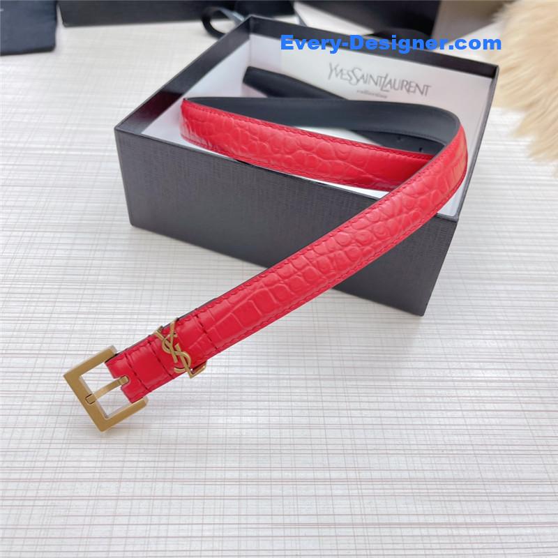 ysl crocodile grain top layer leather belt
