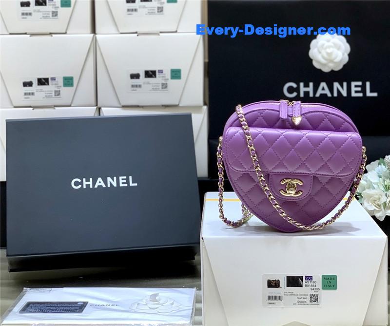 Chanel diamond heart bag purple