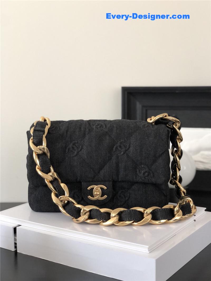 Chanel chunky chain denim bag