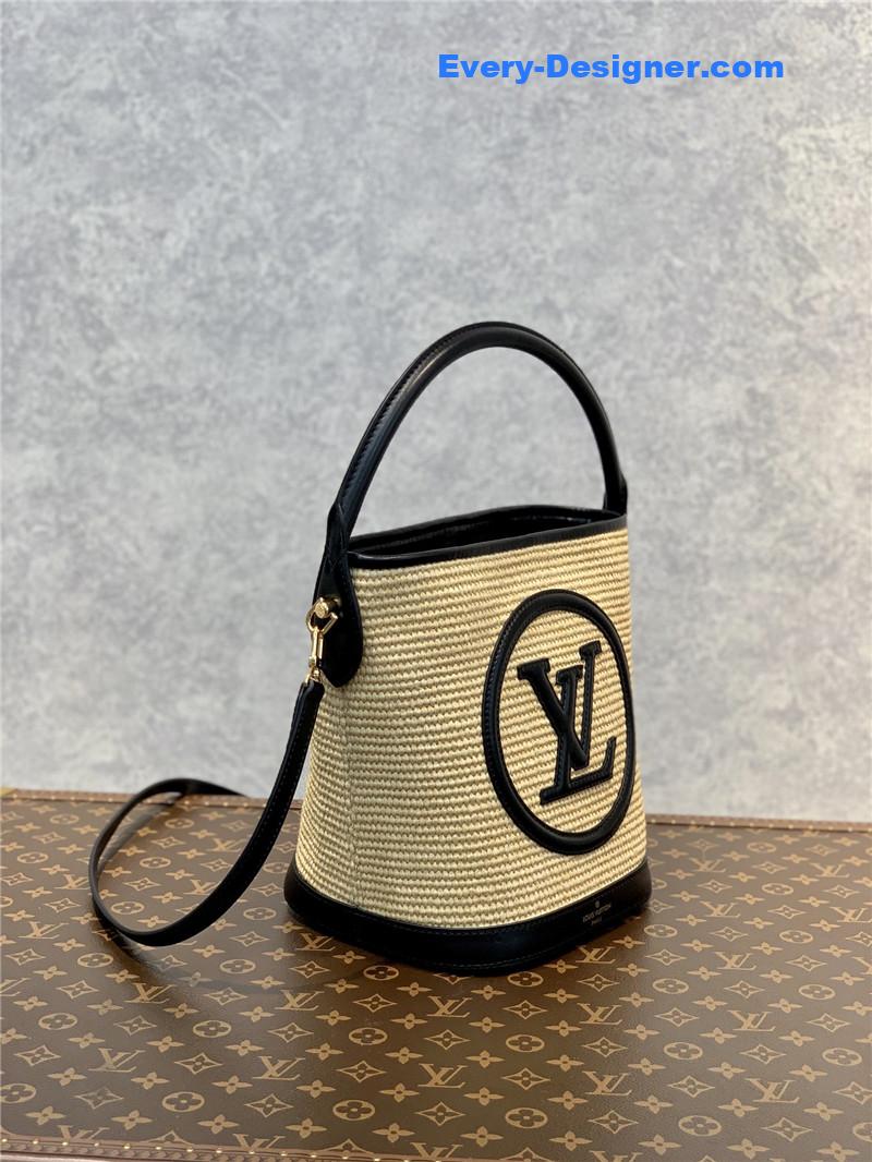 l0vis Vvtt0n lv knitted raffia bag