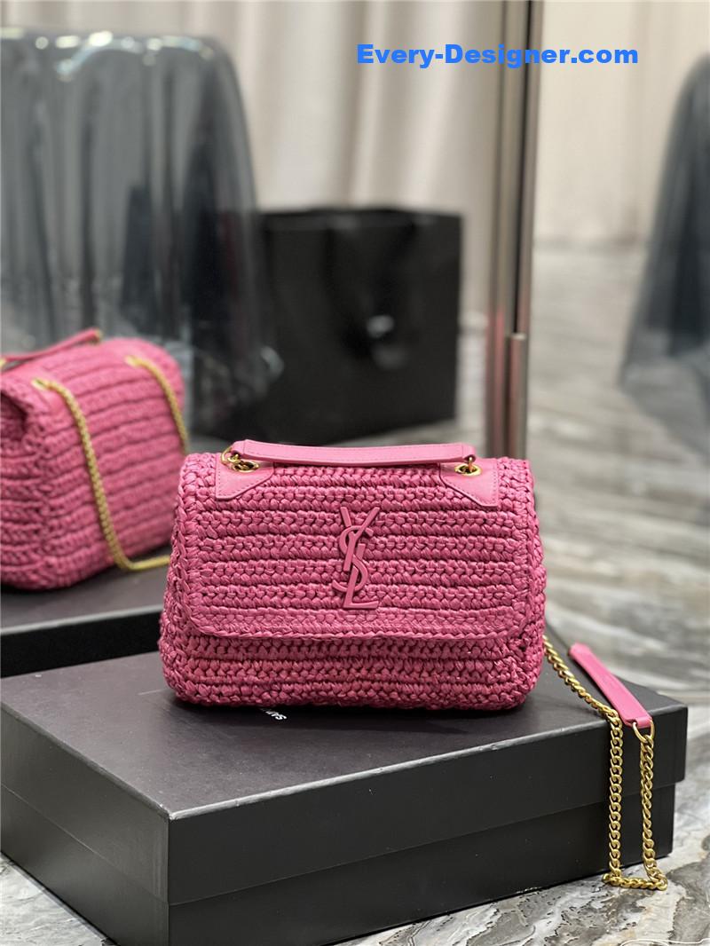 ysl niki raffia bag small